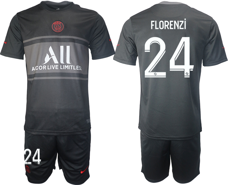 Men 2021-2022 Club Paris St German Second away black #24 Soccer Jersey